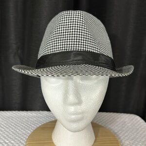 Westend - Black & White Houndstooth Fedora Hat S/M